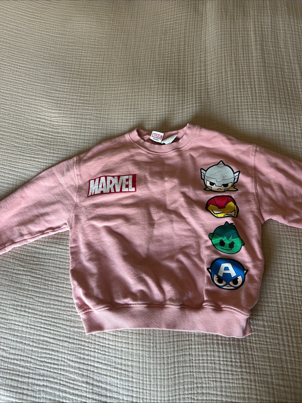 Zara Marvel Pink Sweatshirt with Avengers Stack